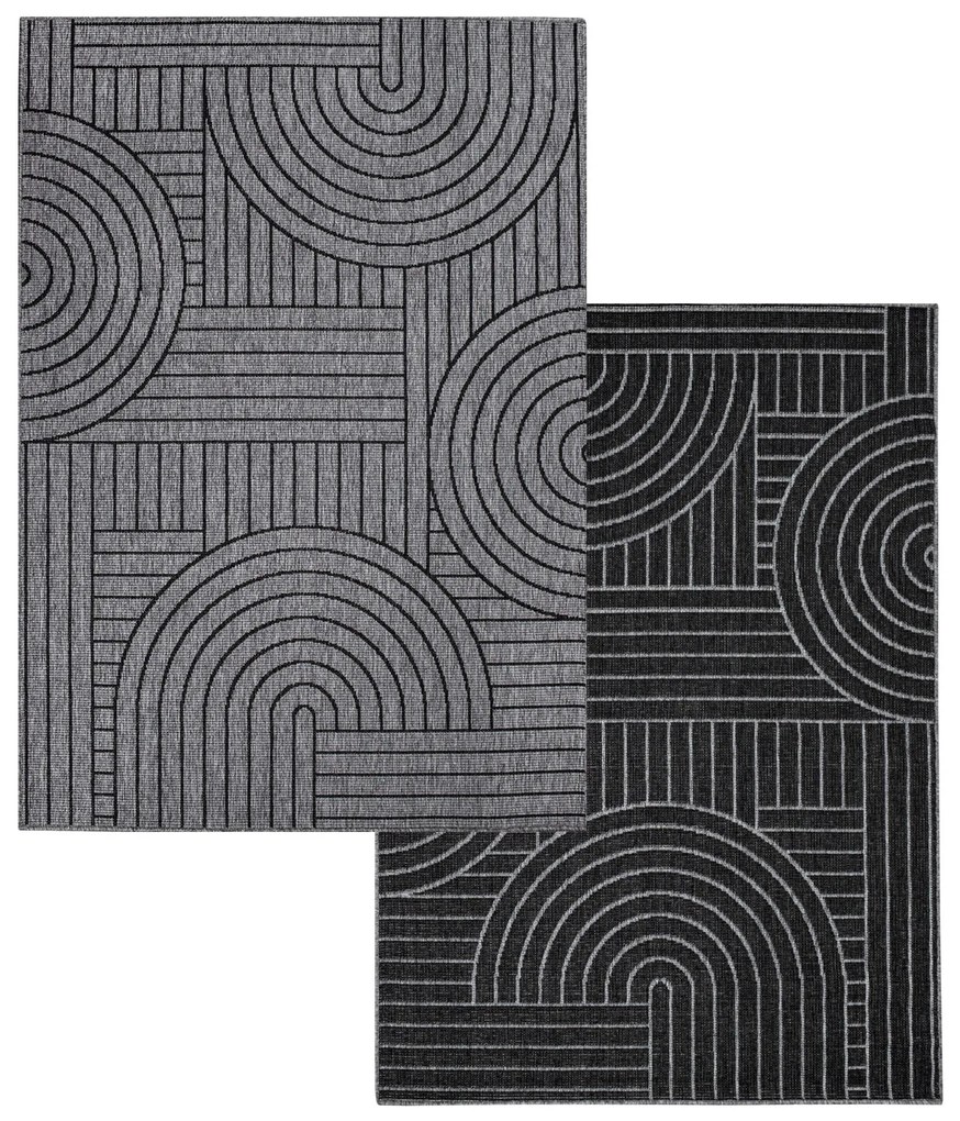 Dekorstudio Obojstranný koberec na terasu DuoRug 5842 - antracitový Rozmer koberca: 80x150cm