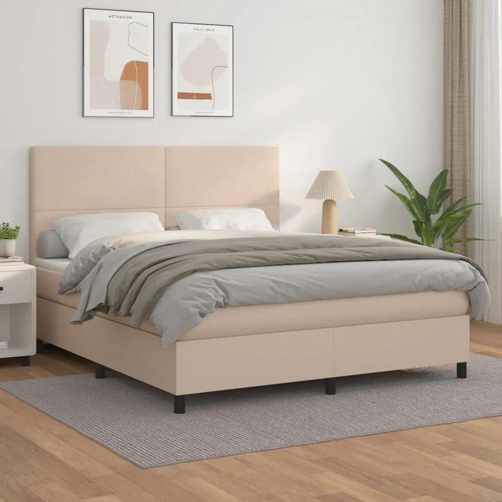 Boxspring posteľ s matracom kapučínová 180x200 cm umelá koža 3142742