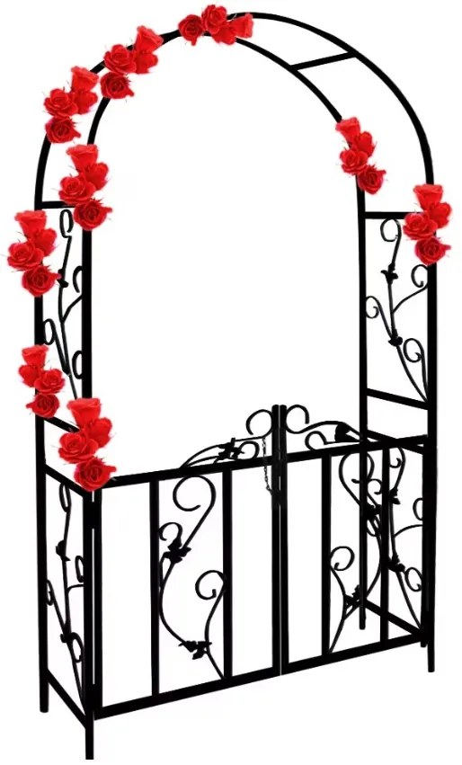 Oblúk na ruže ROMANCE s bránkou, 225x115X37CM, čierna Gardebruk