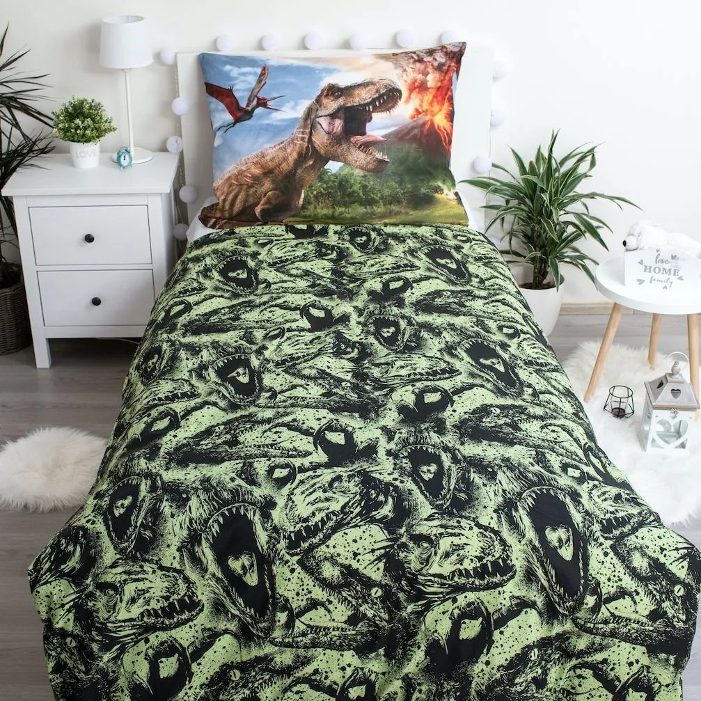 Jerry Fabrics Bavlnené obliečky 140x200 + 70x90 cm - Jurský svet "Volcano"