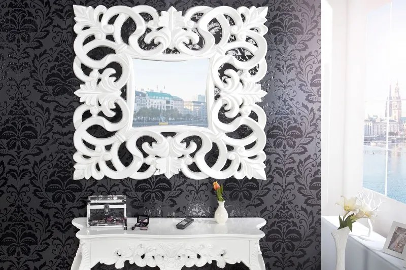Nástenné zrkadlo Venice biele - vintage 75cm