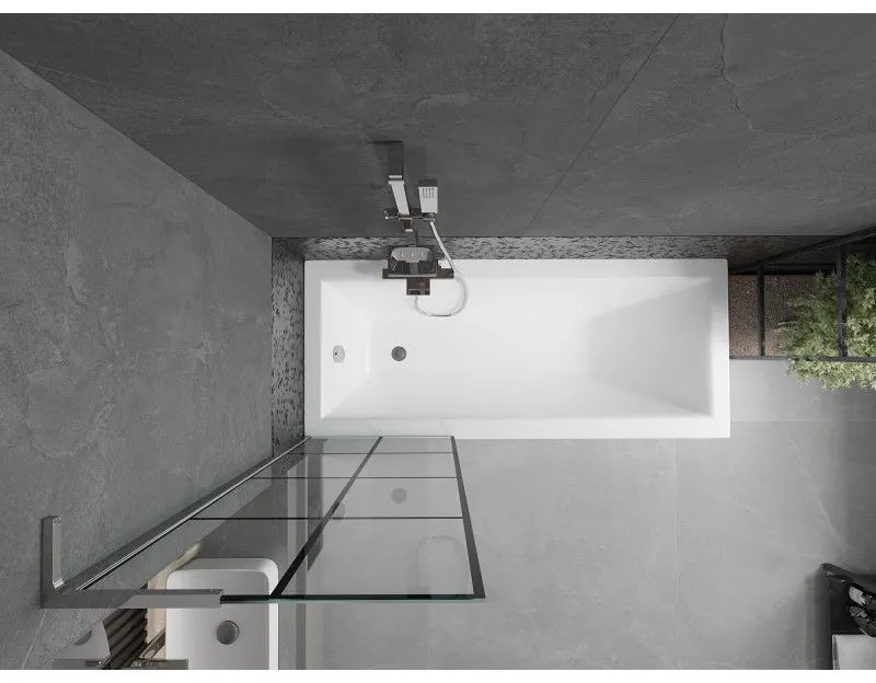 Mexen Next L, 1-krídlová vaňová zástena 60 x 150 cm, 6mm číre sklo-čierny vzor, chrómový profil, 895-060-000-03-77-01