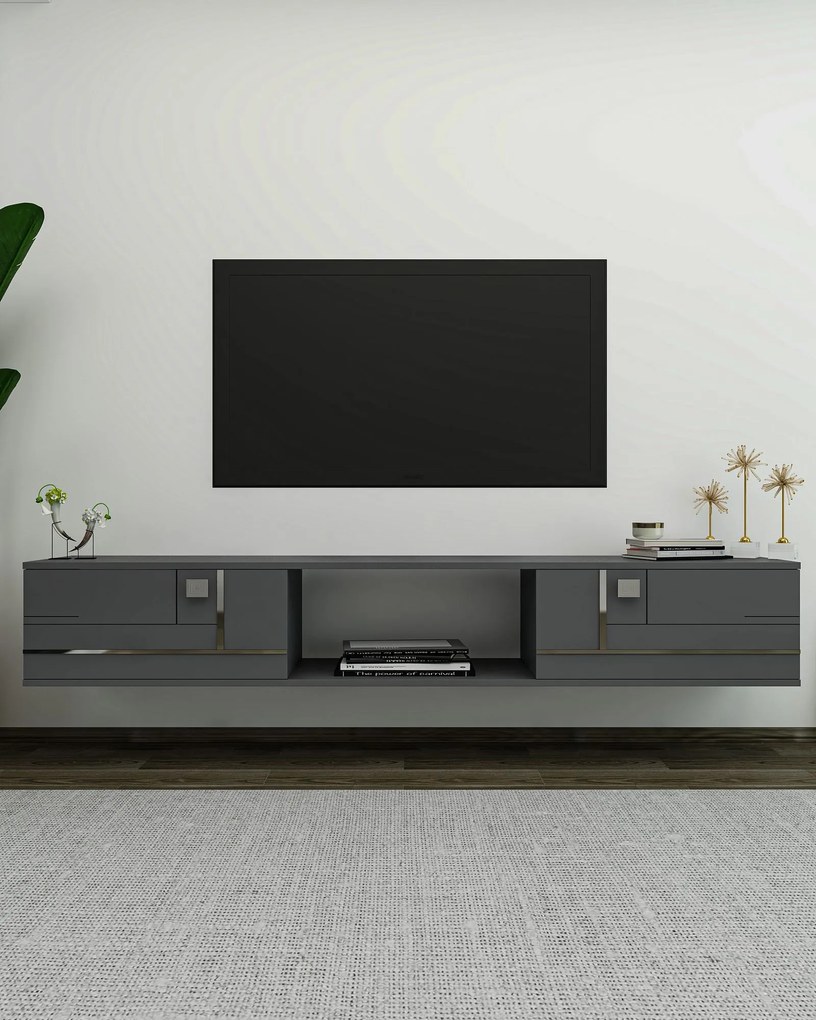 TV stolík/skrinka Arenden (antracit + strieborná). Akcia -17%. Vlastná spoľahlivá doprava až k Vám domov. 1127734