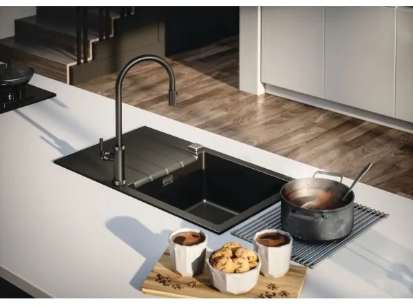 ALVEUS 1132179 - Drezová batéria s vyťahovacou sprškou NERINA 46,8 cm čierna