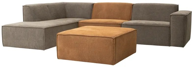 Modulová sedacia súprava PIXEL - roh + taburet, Ľavá, sv. hnedá / zlatá (Adore 03 Sand / Adore 132 Gold)
