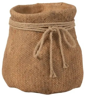 Cementový hnědý květináč L imitace juty - 29*27,5*28 cm