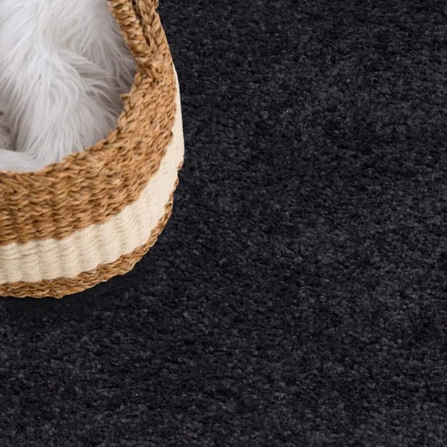 Koberec City Shaggy 500 čierny kruh