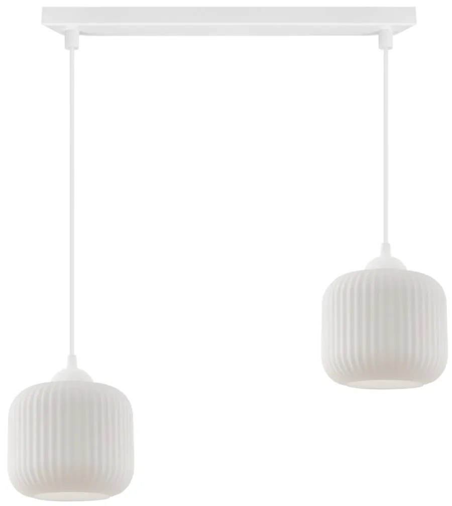 Závesné svietidlo Riffle, 2x biele sklenené tienidlo, w