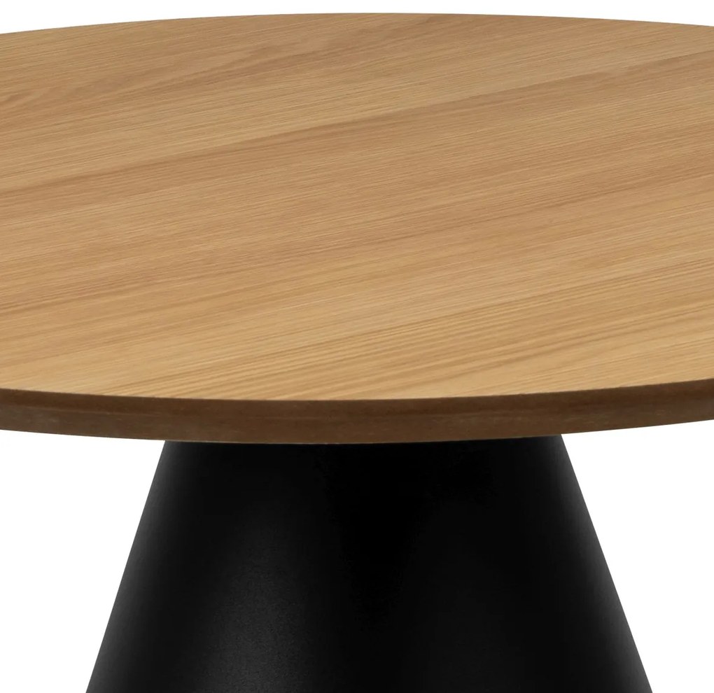 BOSCO Prírodný dub / čierna noha – OKRÚHLY KÁVOVÝ STOLÍK 65 cm, KONFERENČNÝ STOLÍK DO OBÝVAČKY, DYHA
