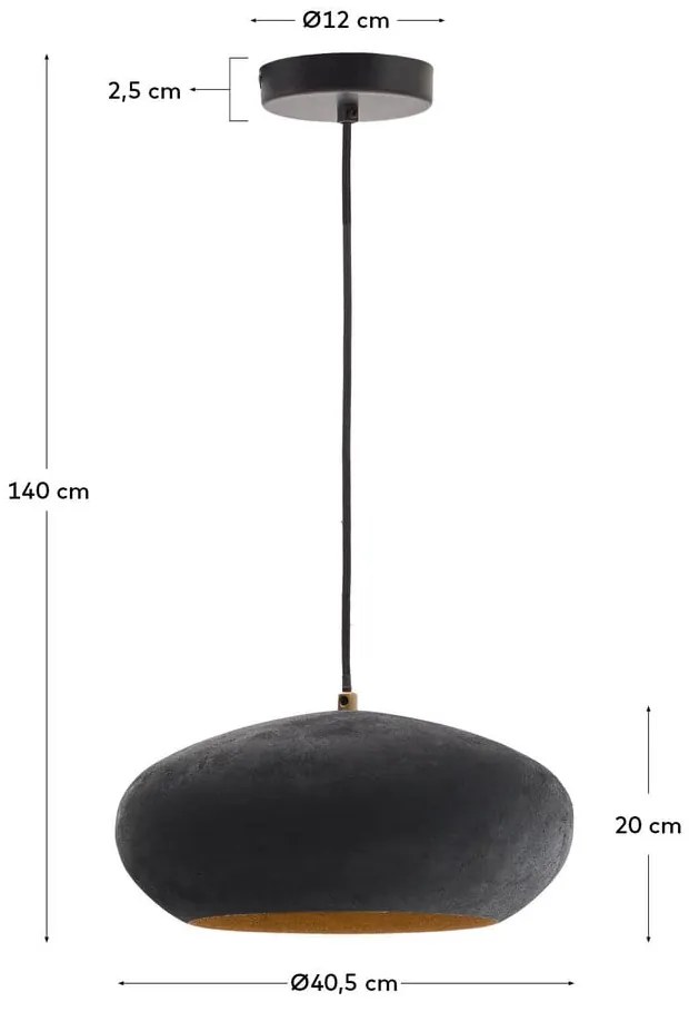 Čierne závesné svietidlo s kovovým tienidlom ø 30 cm Inda – Kave Home