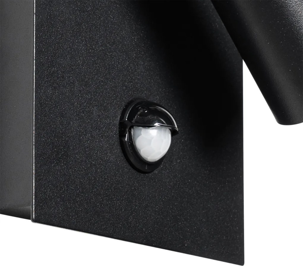 Vonkajšia nástenná lampa čierna vrátane LED IP54 senzor pohybu - Simon