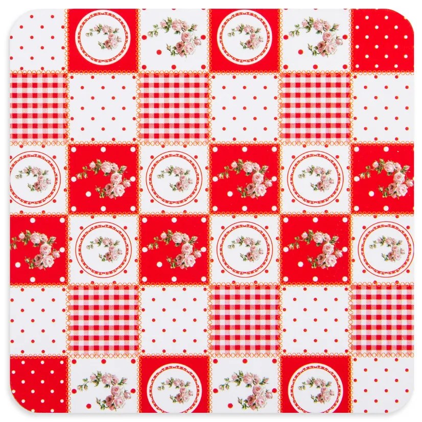 Korkové prestieranie Country red, 10 x 10 cm, sada 4 ks