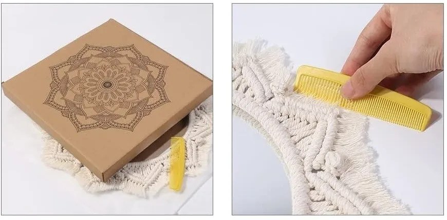Okrúhle nástenné zrkadlo BOHO 55 cm béžové