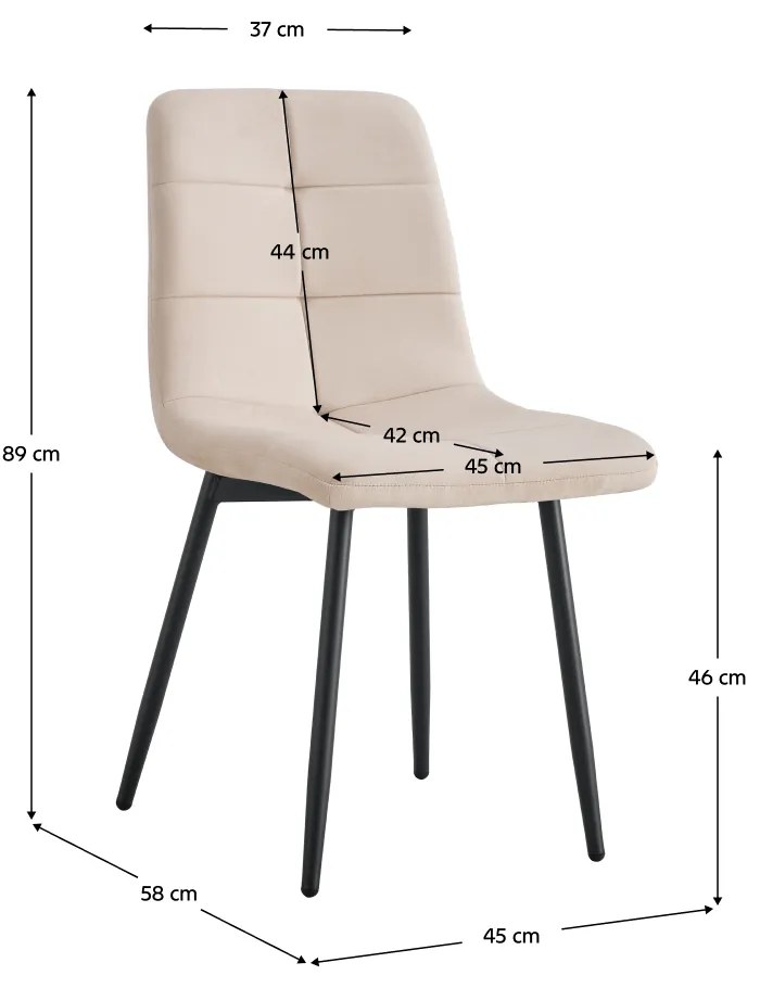 Jedálenská stolička, béžová Velvet látka/kov, DAMIA TYP 1