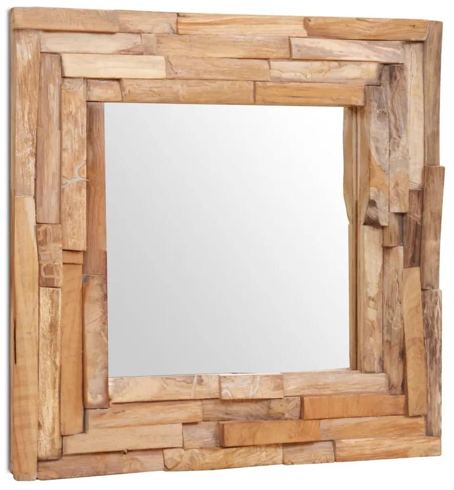 Dekoratívne zrkadlo z teakového dreva, 60x60 cm, štvorcové