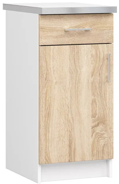 Spodná kuchynská skrinka s doskou LIMA S40 SZ1 biela / dub sonoma
