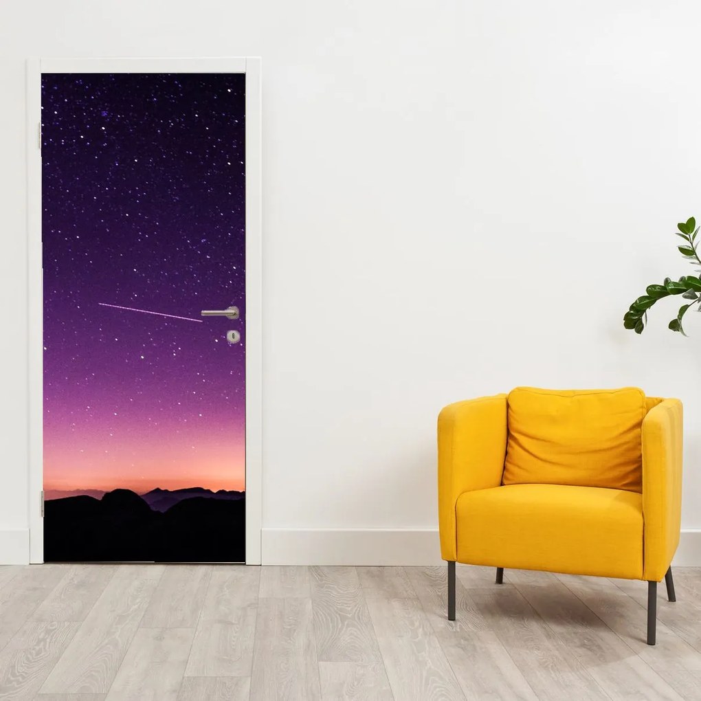 Fototapeta na dvere - Obloha s padajúcou hviezdou (95x205cm)