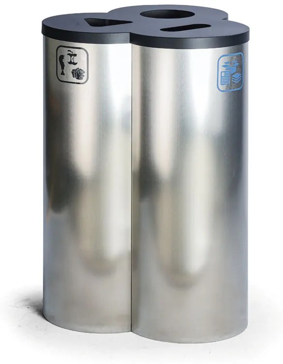 Odpadkový kôš na triedený odpad, 3x30 l, nerezový