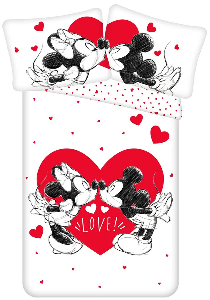 Jerry Fabrics Bavlnené obliečky Mickey and Minnie "Love 05"  140x200/70x90 cm