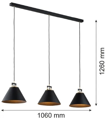 Argon 6174 - Luster na lanku ORTE 3xE27/15W/230V čierna