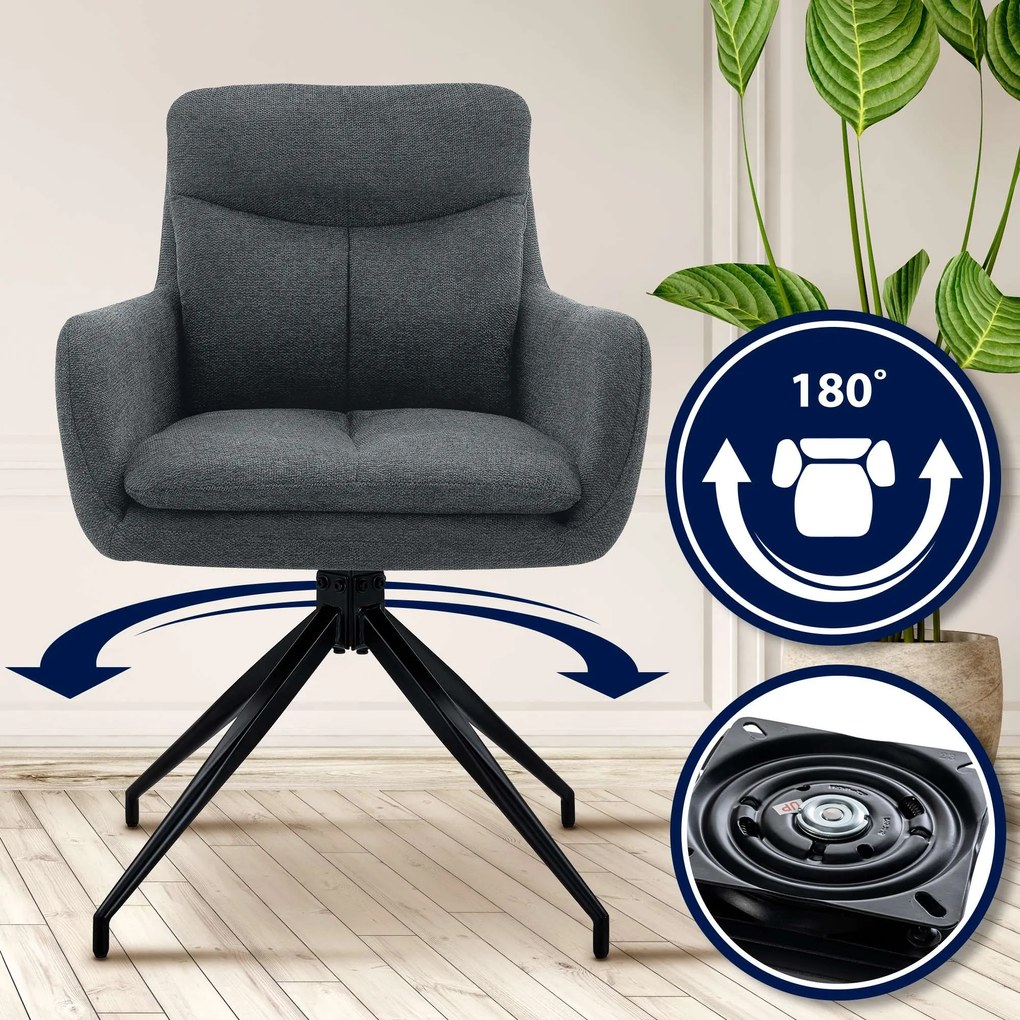 Jedálenská stolička látka Somers - tmavošedá