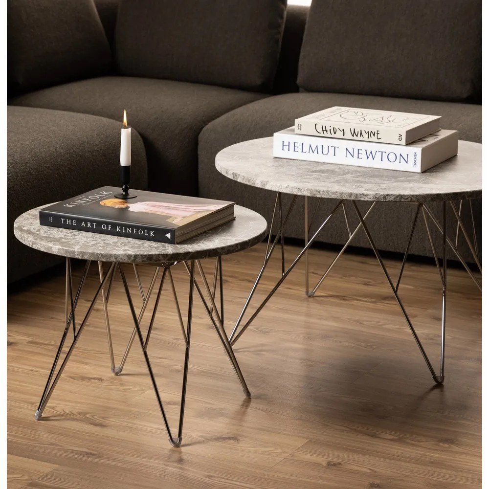 Mramorový okrúhly odkladací stolík ø 55 cm Prunus – Actona