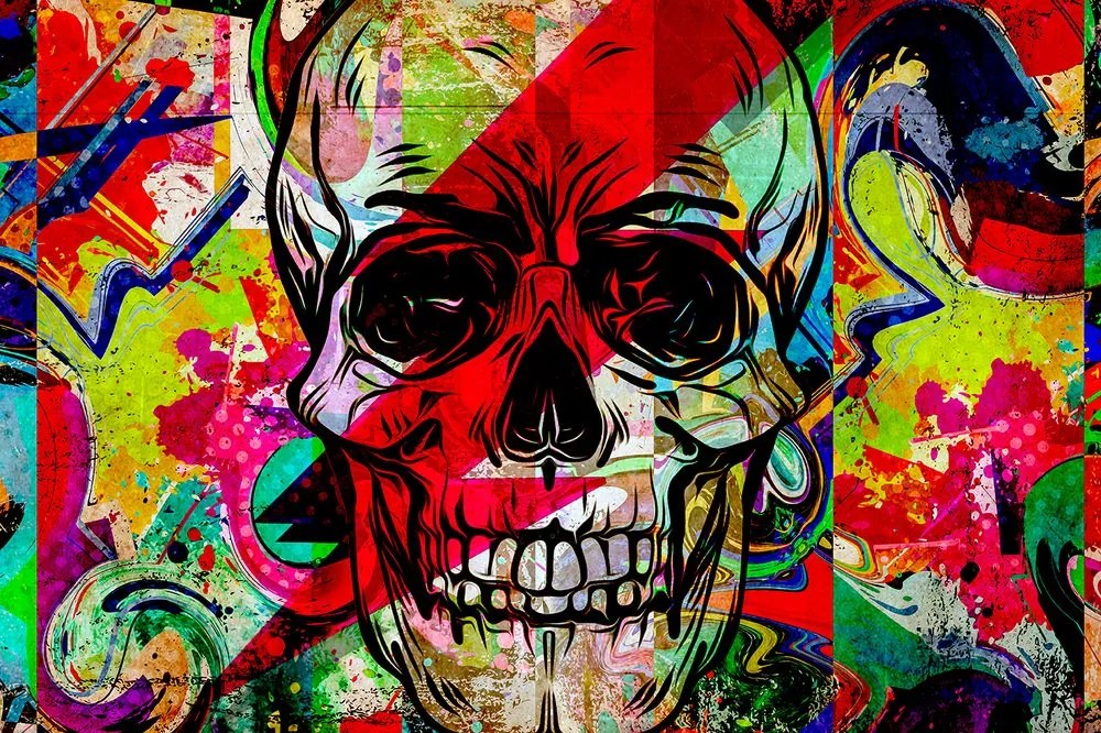 Samolepiaca tapeta lebka v graffiti  prevedení