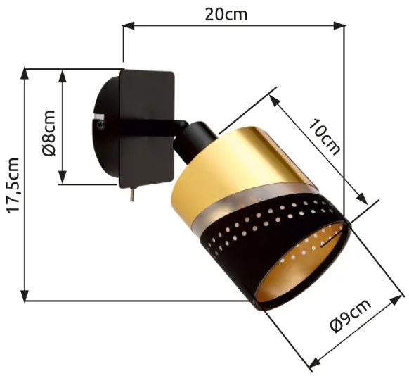 Globo 54046-1 - Nástenné bodové svietidlo OR 1xE14/25W/230V čierna/zlatá