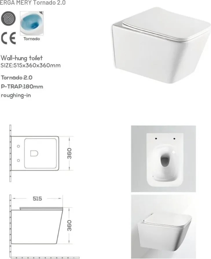 Závesný set GEBERIT Duofix Basic+ WC misa Erga Mery+ 51x36 cm + WC sedadlo + splachovacie tlačidlo, biela, GEBERIT-MERY-TO2-WH-SET1