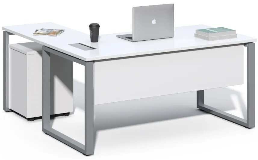 Rohový kancelársky stôl s kontajnerom Houseland Prime Home 01 160 cm biely