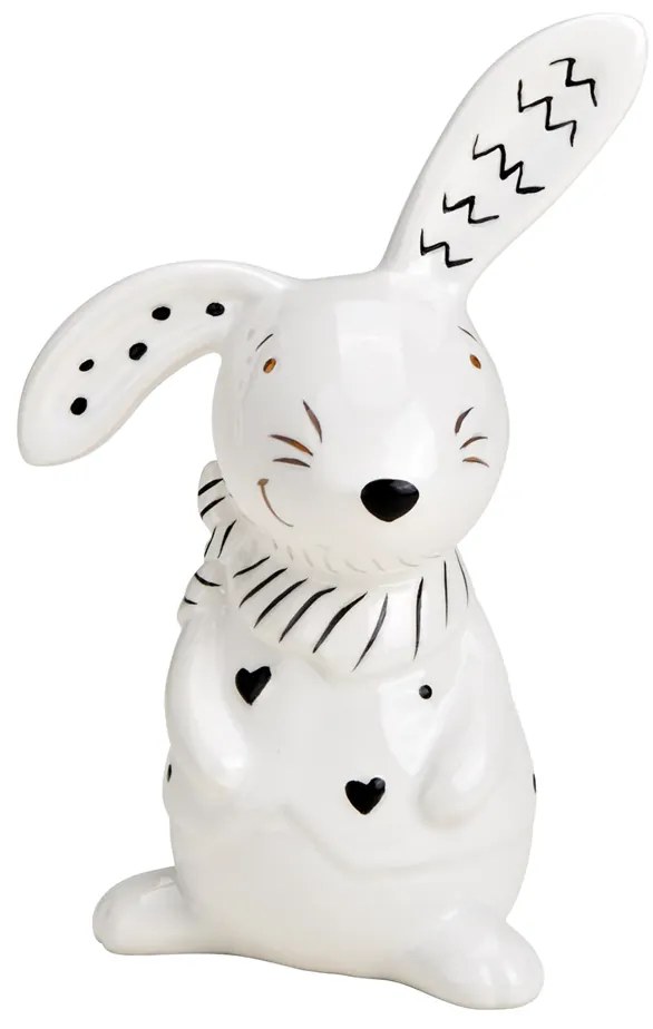 Keramický zajko BUNNY FRONT 12 cm biely