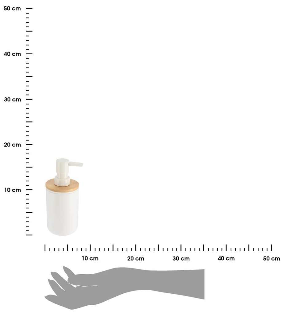 Dávkovač mydla Besson, biela/s drevenými prvkami, 300 ml