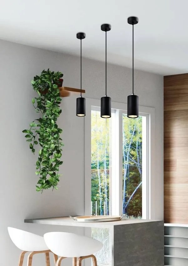 Candellux Čierny závesný luster Tubo 10cm pre žiarovku GU10 31-78537