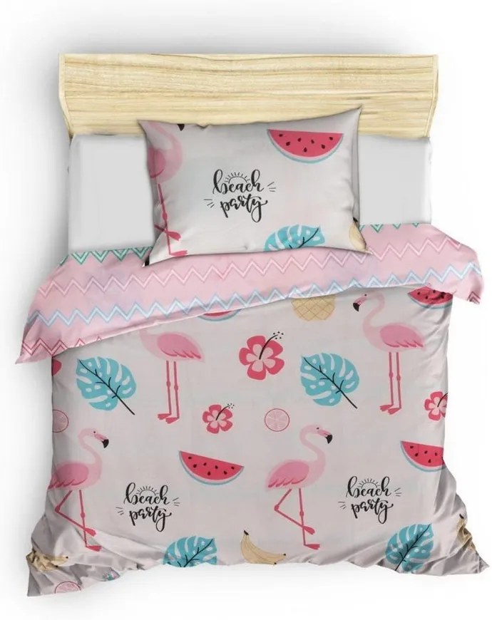 Bielo-ružové detské obliečky na jednolôžko 140x200 cm Kokteyl – Mijolnir