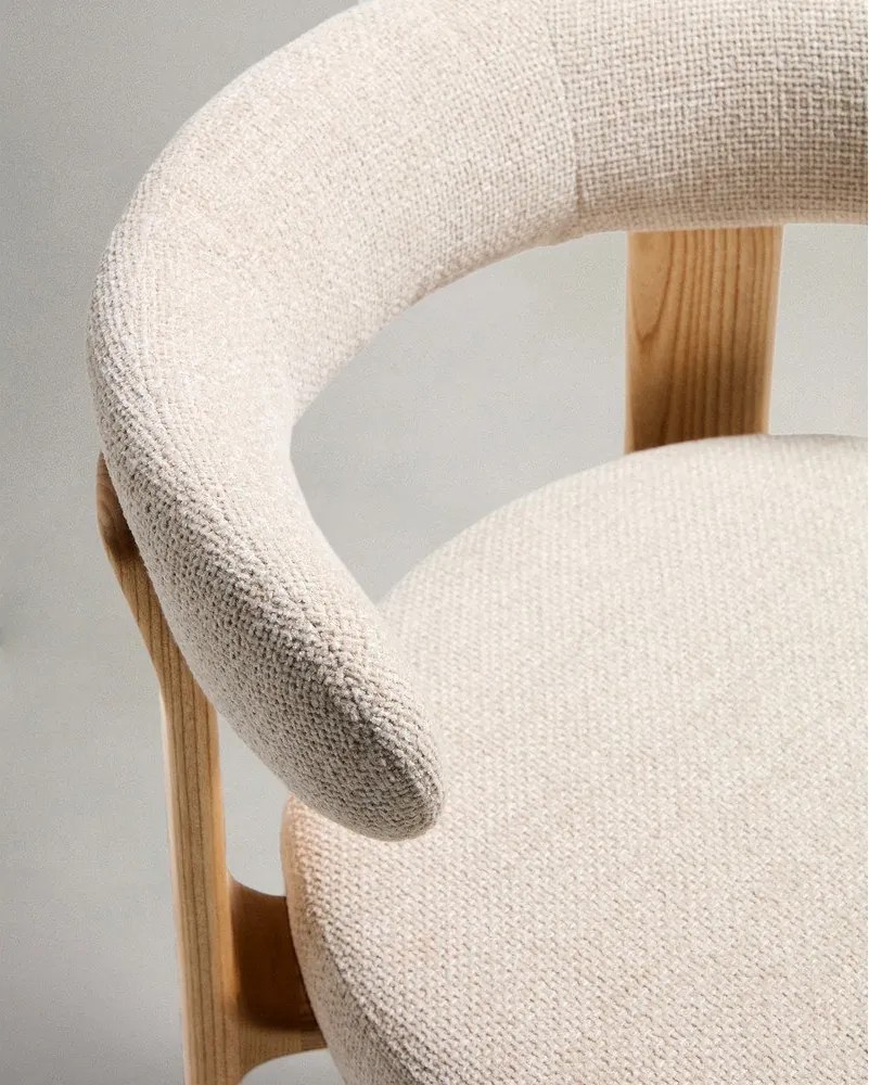 Béžová/v svetlo prírodnej farbe barová stolička z jaseňového dreva (výška sedadla 75 cm) Granite – Kave Home