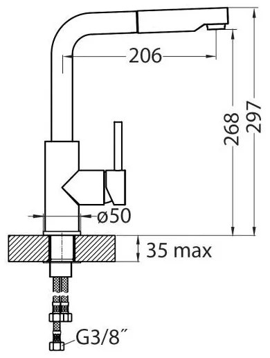 ALVEUS 1129045- Drezová batéria s vyťahovacou sprškou SIROS 29,7 cm granit/béžová