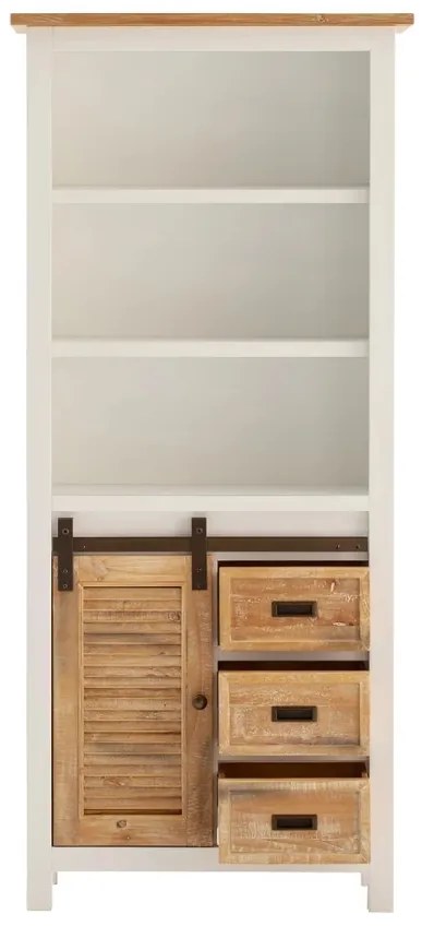 furniture-nabytek.cz - Masivní vysoká skříňka do koupelny Capera z borovice a MDF, lakovaná, bílá a hnědá – 80×35×180 cm