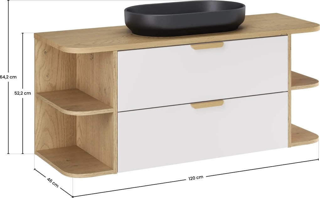 Comad Kúpeľňová skrinka s doskovým umývadlom set Aster White 120 biela/dub cremona