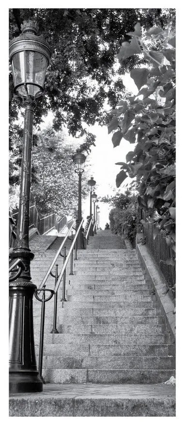 Adhezívna samolepka na dvere Ambiance Parisian Stairs