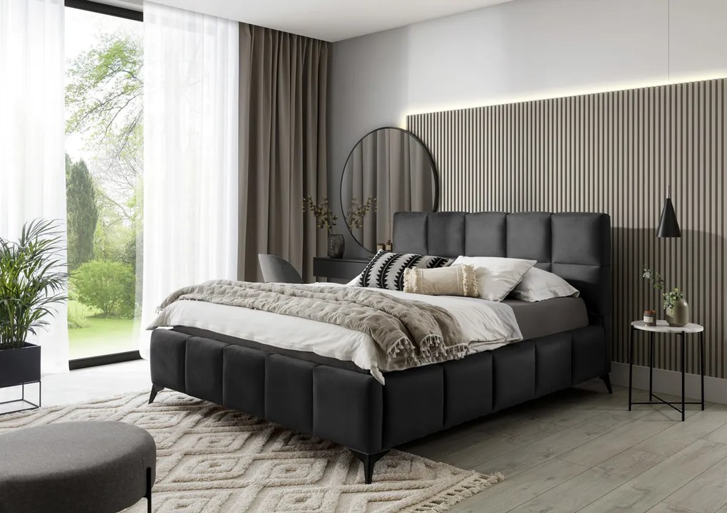 Čalúnená manželská posteľ s roštom Molina 140 - tmavosivá
