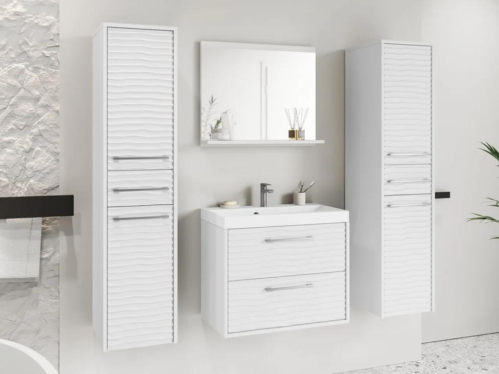 Kúpelňový nábytok Tomeq III, Farby: biela / biela fala, Sifón: bez sifónu, Umývadlová batéria: nie