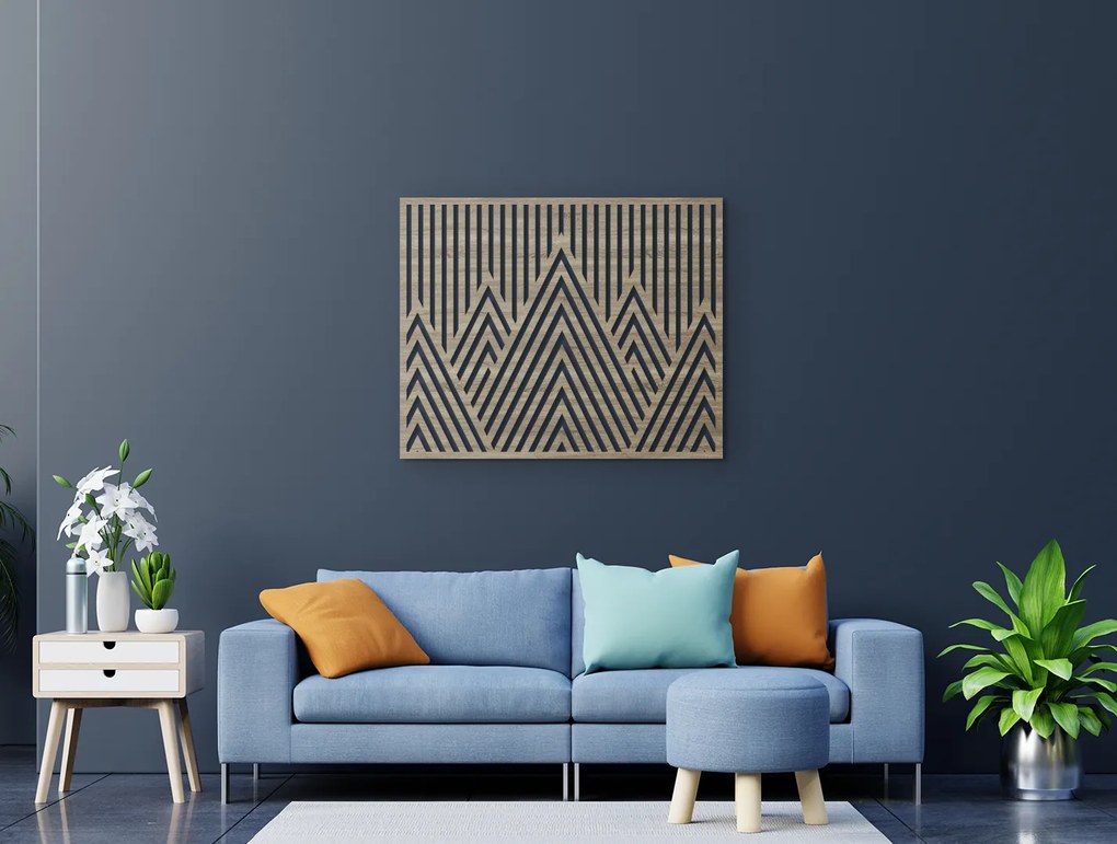 drevko Minimalistický drevený obraz Štíty hôr Rozmer obrazu: 32,5 x 40 cm, Farba dekorácie: Čierna