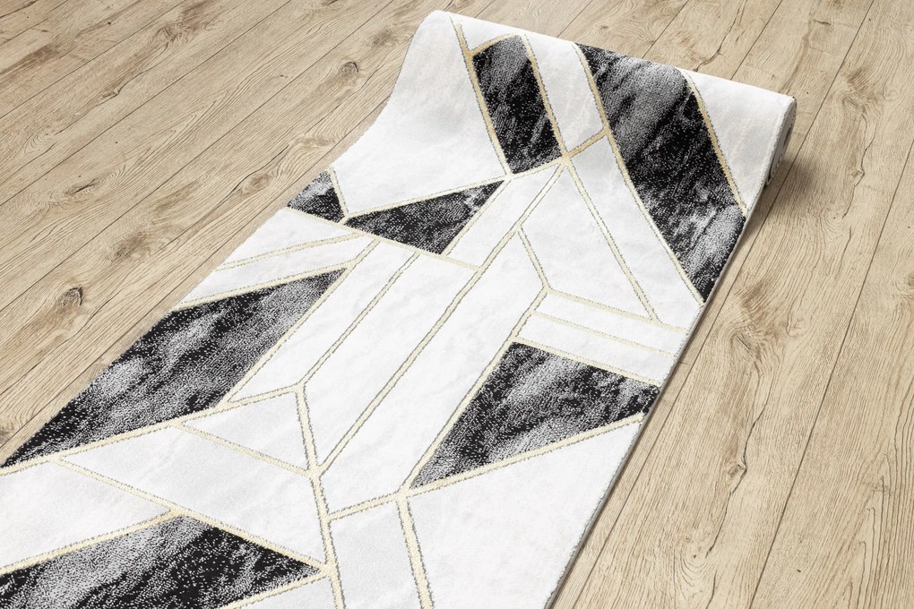 Behúň EMERALD 1015 Glamour exclusive, mramor, geometrický, čierny + zlatá