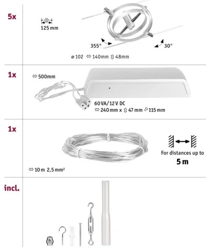 Paulmann 94490 - SADA 8xGU5,3/7,5W Bodové svietidlo CARDAN 230V matný chróm