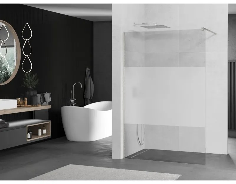 Mexen Kioto, sprchová zástena Walk-In 120 x 200 cm, 8mm číre sklo-námraza, brúsená oceľ profil, 800-120-101-97-35