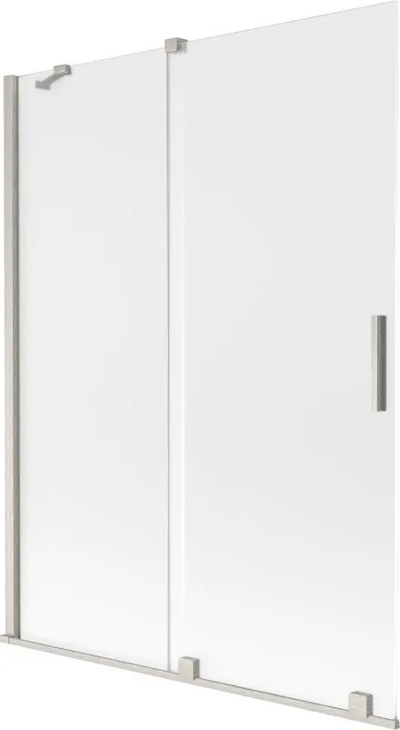 Mexen Velar, 2-krídlová posuvná vaňová zástena 130 x 150 cm, 8mm sklo námraza, brúsená oceľ, 896-130-000-31-97