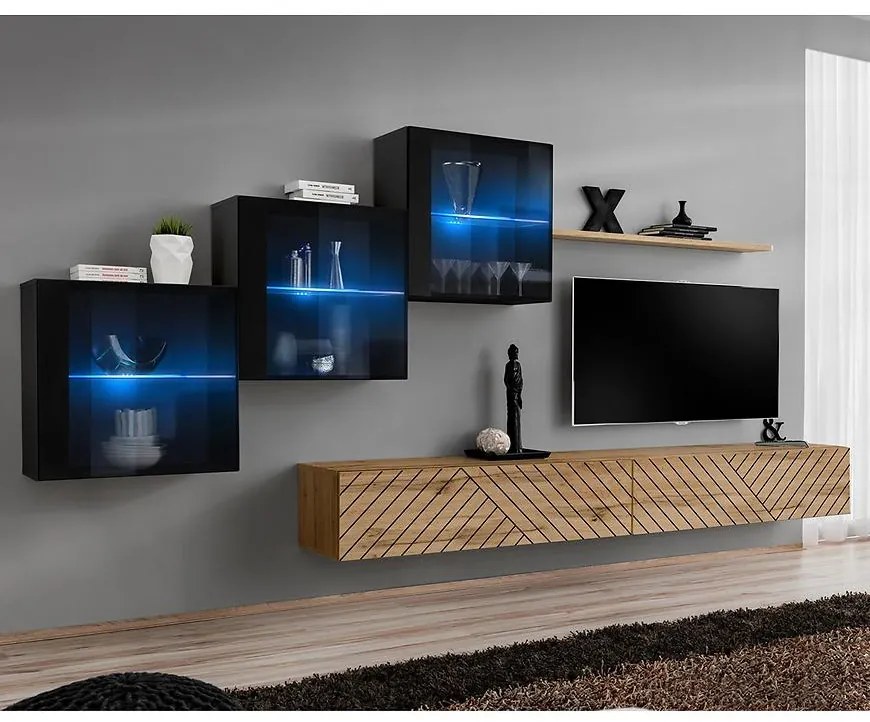 Obývacia Stena Switch XX Line Čierna/Wotan