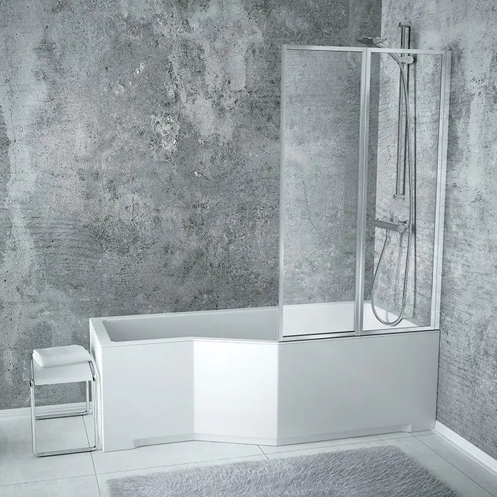 Besco Akrylátová atypická vaňa s vaňovou zástenou INTEGRA VK 2 150x75 (170x75) BESCO-Rozmery: 150x75, BESCO-Farba: Biela, BESCO-Orientácia: Pravá