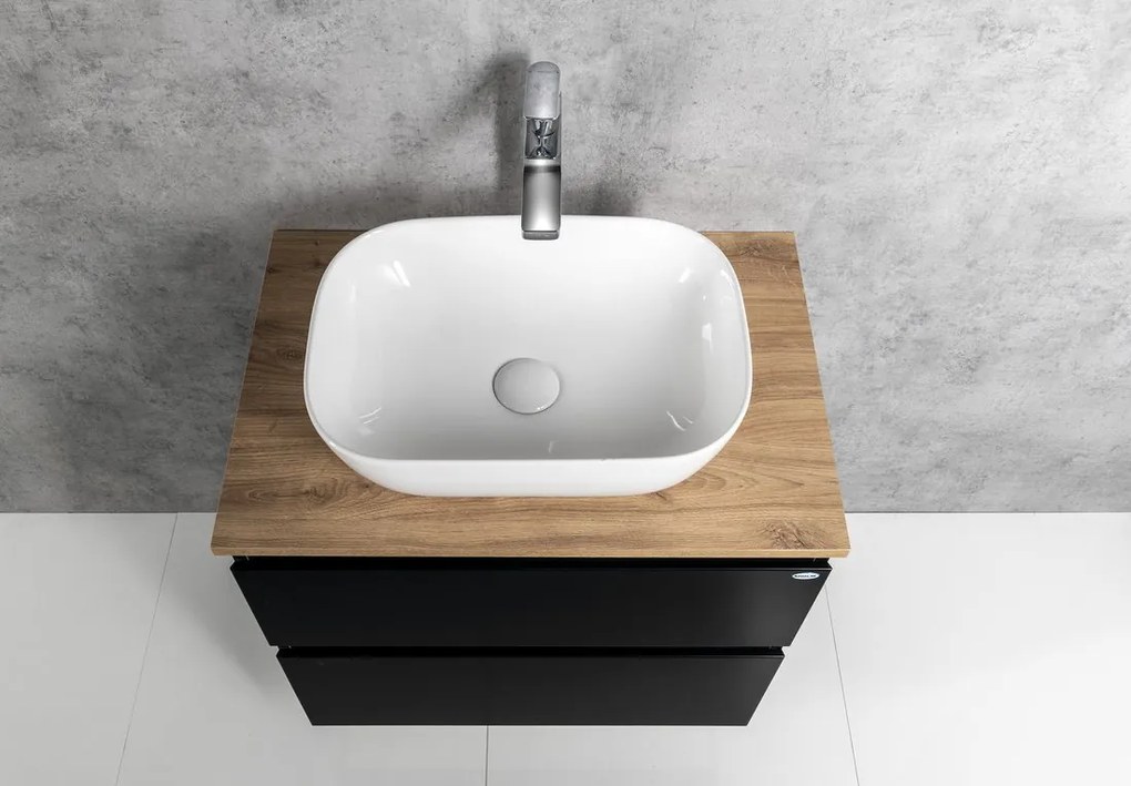 Aqualine Aqualine, ALTAIR skrinka s doskou 68 cm, čierna mat/dub emporio, AI670-01