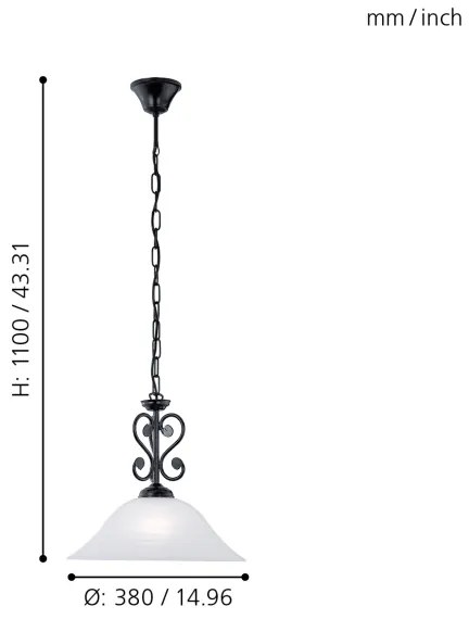 Eglo 91002 - Luster na reťazi MURCIA 1xE27/60W/230V